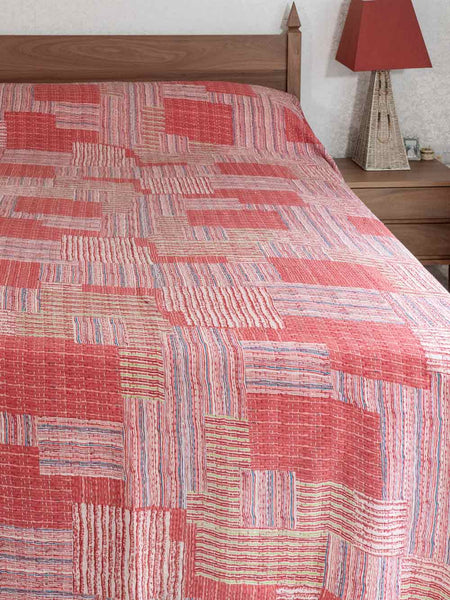 Printed Patchwork Coral Bedspread 