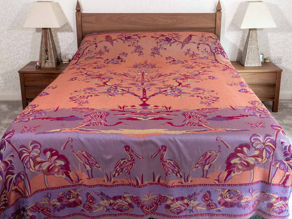 Purple Tree of Life Reversible Indian Bedspread