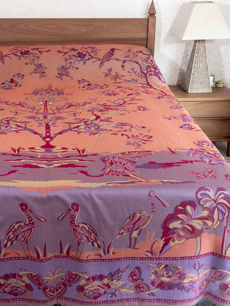 Purple Tree of Life Reversible Indian Bedspread