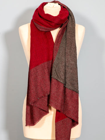 Red & Charcoal Reversible Cashmere Scarf