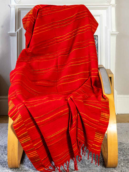 Red Striped Tibetan Blanket 