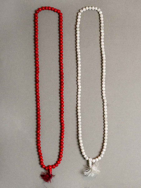 Red & White Tibetan Malas, Prayer Beads