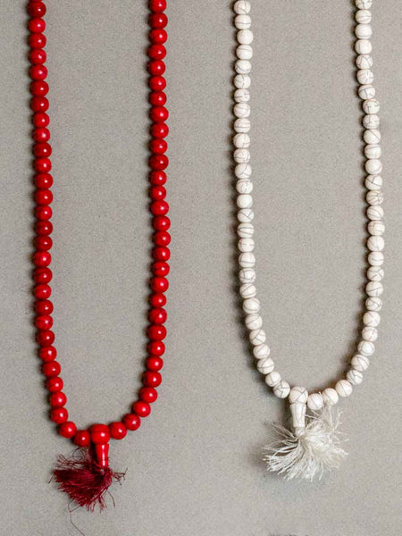 Red & White Tibetan Malas, Prayer Beads