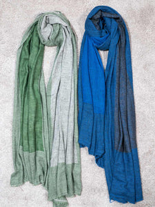 Reversible Cashmere Scarves, Blue & Green