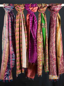 Reversible Kantha Scarves, Pinks & Reds