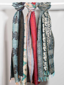 Reversible Kantha Scarves, Sage Colours