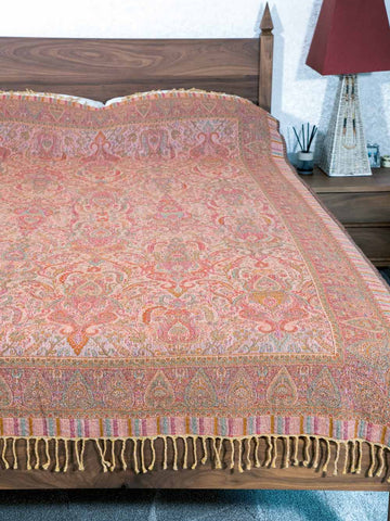 Rose Reversible Jacquard Woollen Bedspread