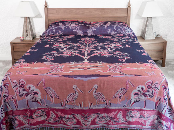 Rose & Lilac Tree of Life Indian Bedspread