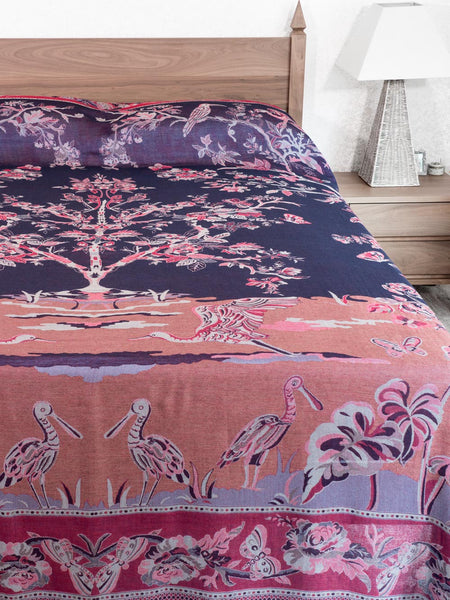 Rose & Lilac Tree of Life Indian Bedspread