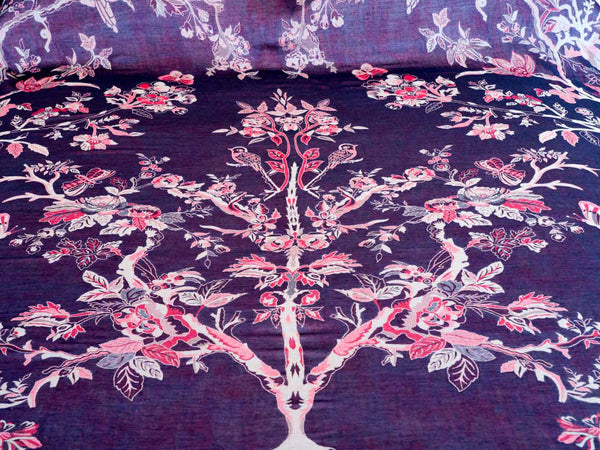 Rose & Lilac Tree of Life Indian Bedspread