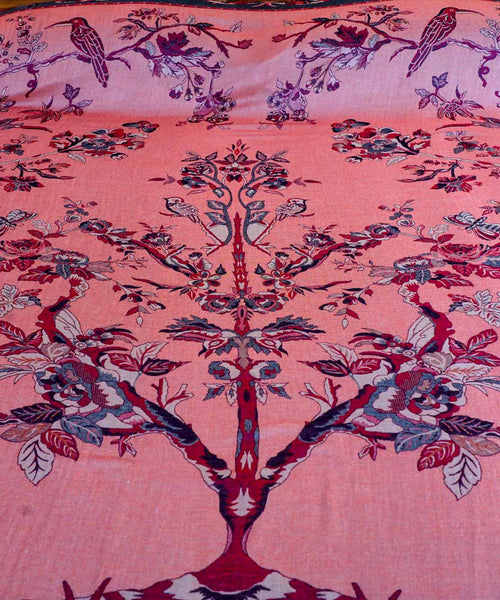 Rose & Lilac Tree of Life Indian Bedspread