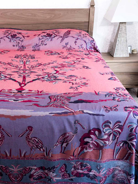 Rose & Lilac Tree of Life Indian Bedspread