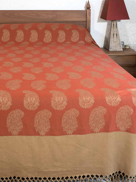 Rust & Sand Mango Pattern Woven Bedspread
