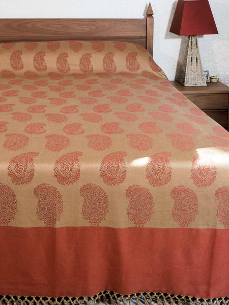 Rust & Sand Mango Pattern Woven Bedspread