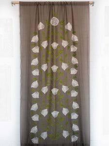 Floral voile curtain