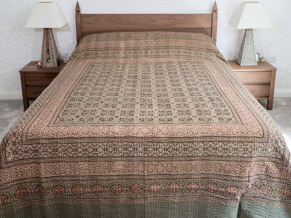 Sage & Madder Ajrakh Indian Bedspread