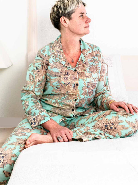Sand & Turquoise Floral Indian Cotton PJ's