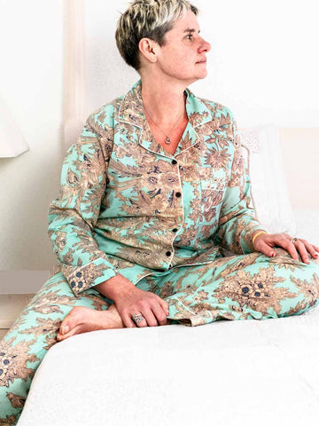 Sand & Turquoise Floral Indian Cotton PJ's