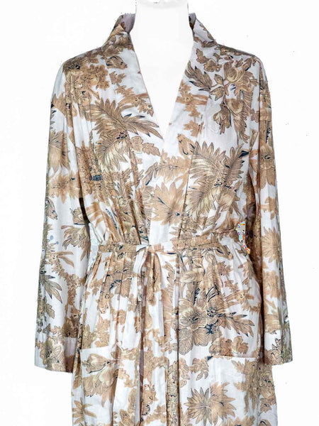 White Robe with leaf print