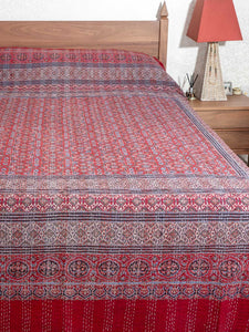 Scarlet Ajrakh Indian Bedspread 