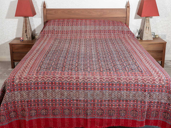 Scarlet & Indigo Ajrakh Print Indian Bedspread 