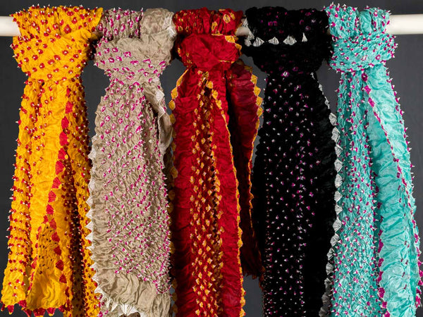 Silk Bandhani Tie Dye Scarves