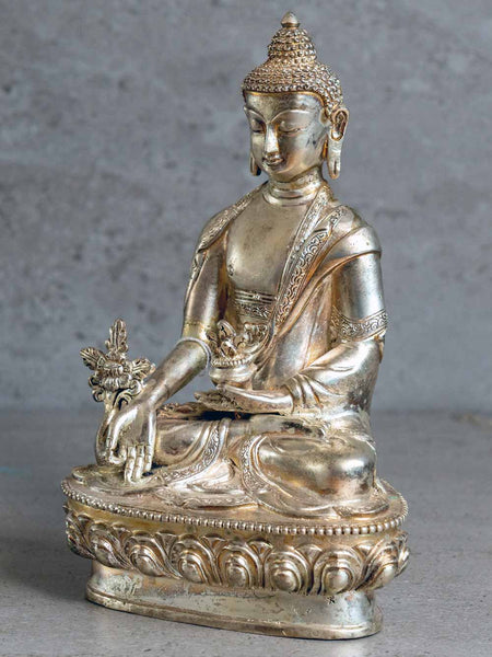 Silvered Medicine Buddha Statue