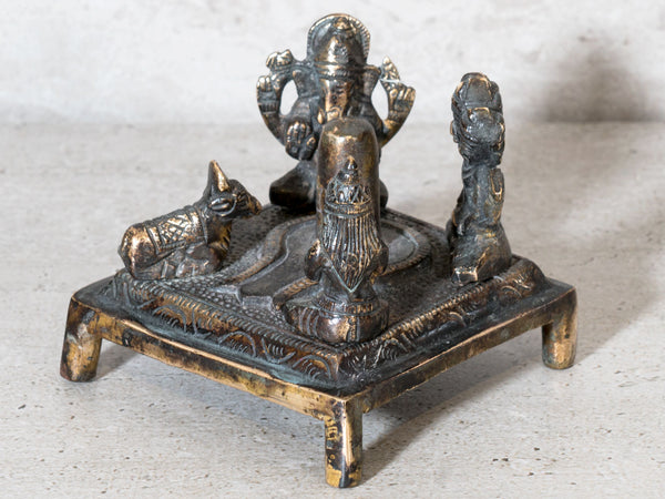 Small Bronze Shiva Lingham with Ganesh