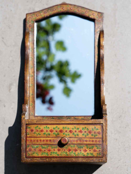 Small Painted Mirror with a Drawer & Shelf