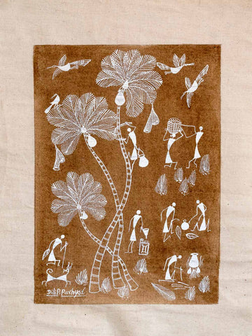 Small Warli Painting of Palm Trees