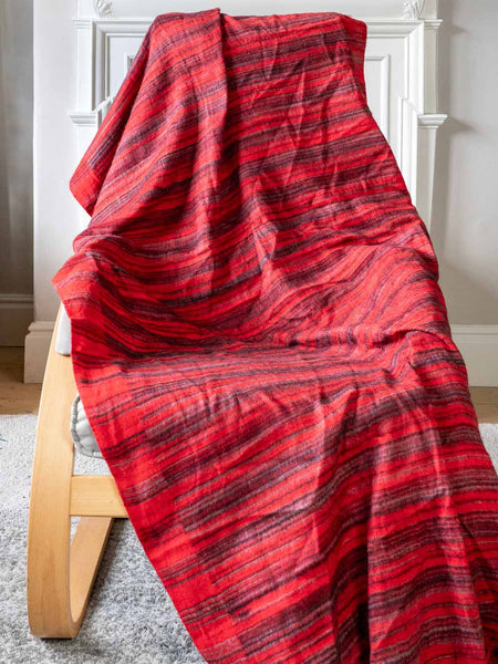Soft Red Striped Tibetan Blanket