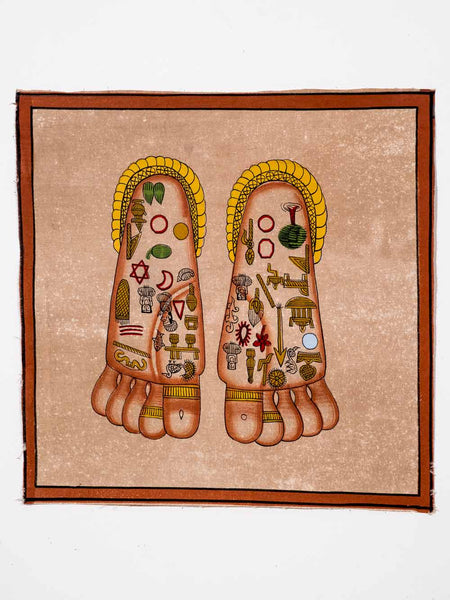 Tantric Indian Feet Painting with Energy Symbols 
