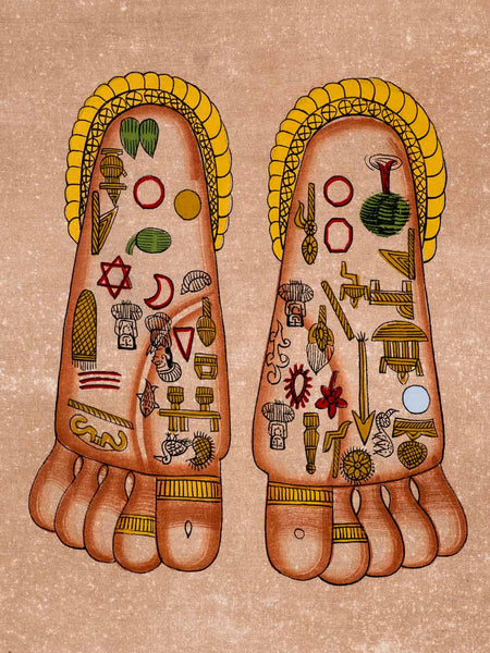 Tantric Indian Feet Painting with Energy Symbols 
