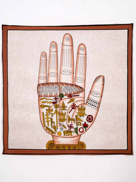 Tantric Indian Hand Painting with Energy Symbols