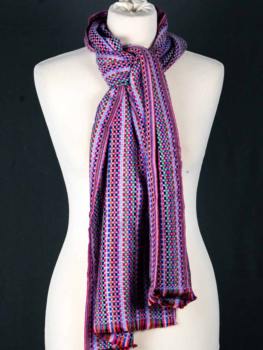 Thick Multicoloured Cashmere Scarf, Lilac