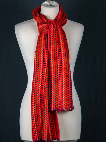 Thick Multicoloured Cashmere Scarf, Orange