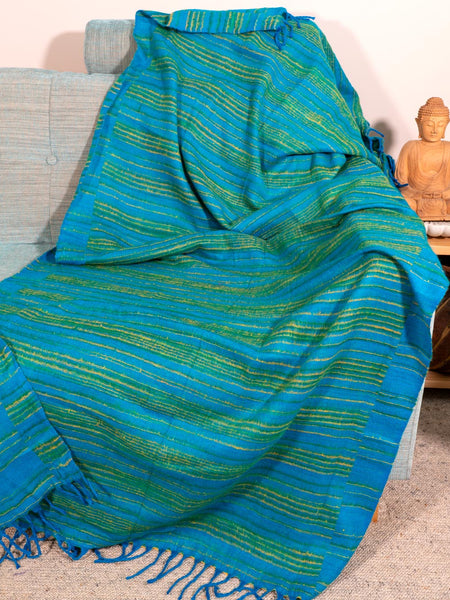 Tibetan Blanket in Green & Turquoise