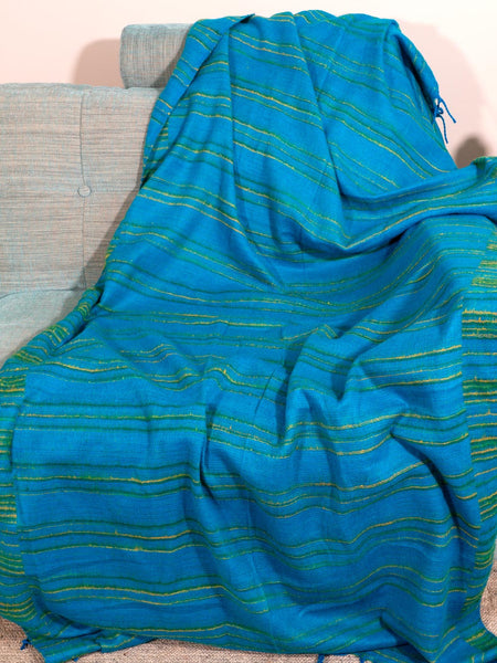 Tibetan Blanket in Green & Turquoise