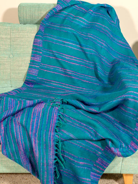 Tibetan Blanket in Violet & Green