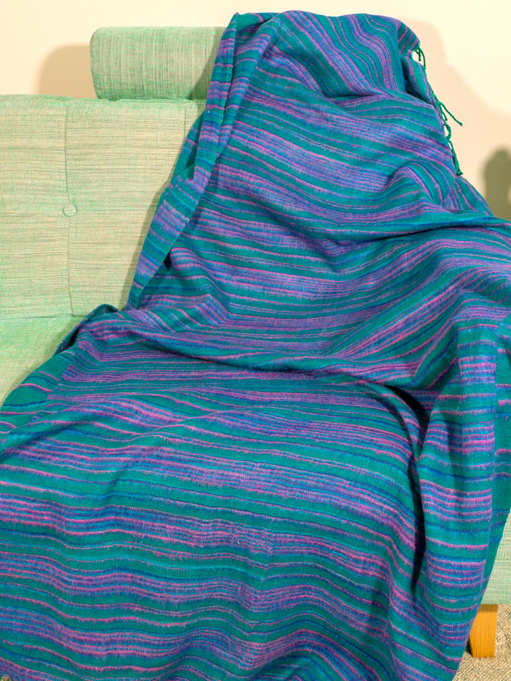 Tibetan Blanket in Violet & Green