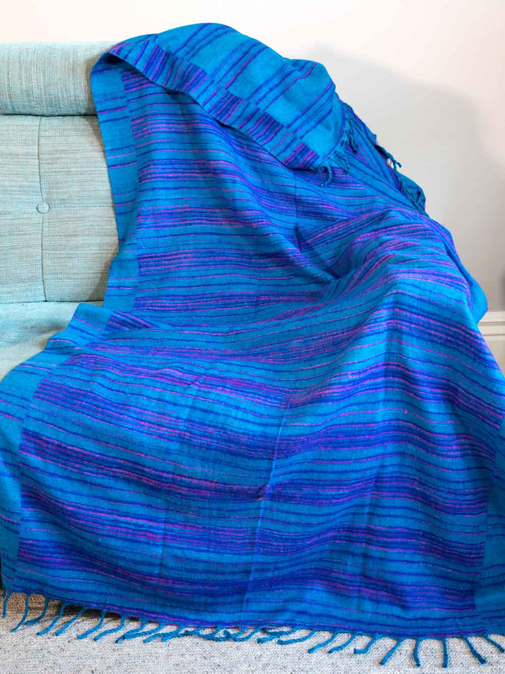Tibetan Blankets in Blue & Violet Colours