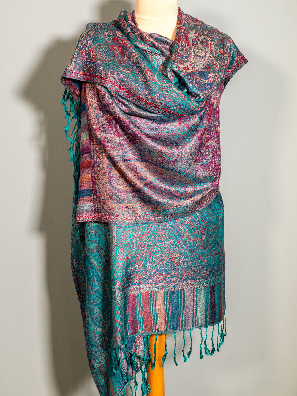 Turquoise Jacquard Scarf