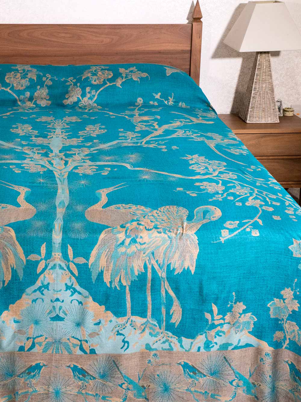 Turquoise & Gold Tree of Life Indian Bedspread