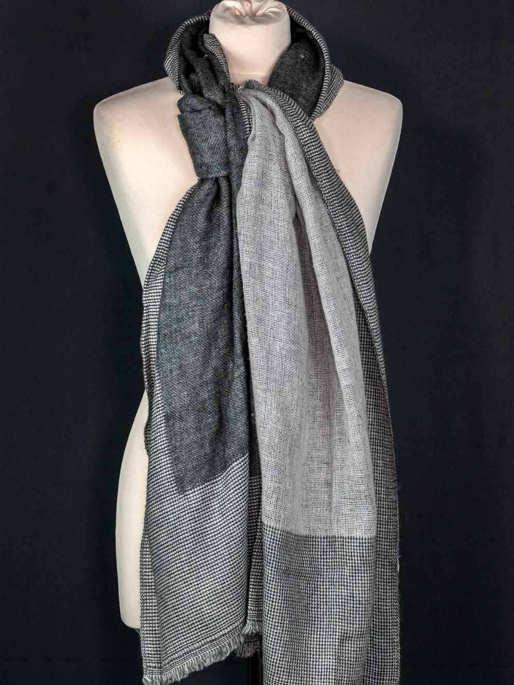 Two Tone Grey Reversible Cashmere Scarf