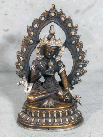 Vajrasattva Buddha Statue, Silvered Bronze 12cm