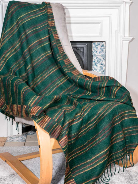 Vibrant Green Reversible Tibetan Blanket