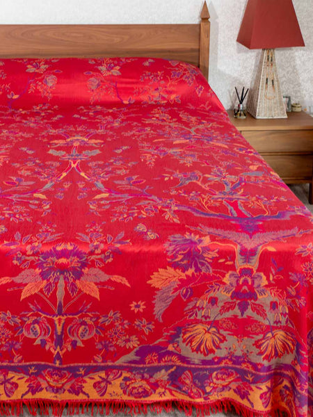 Vibrant Red Patterned Bedspread