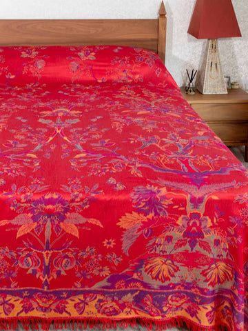 Vibrant Red Patterned Bedspread