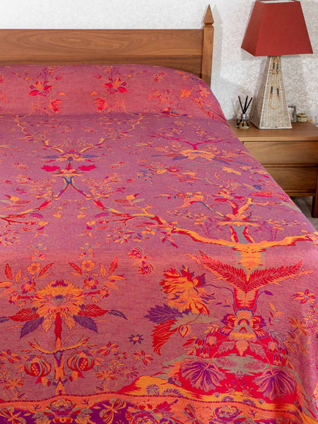 Vibrant Red Patterned Bedspread