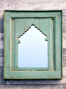 Vintage Aqua Green Painted Indian Mirror